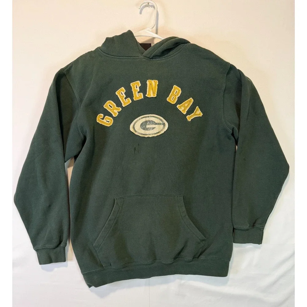 Vintage Green Bay Packers Hoodie Sweatshirt Men's L NFL Team Apparel Green